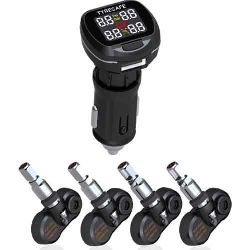 Hotselling Tyresafe TP500 TPMS with USB socket 4 external sensors can show Pressure and Temperature Support Bar and PSI