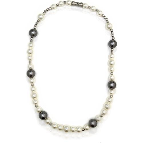 RIR Fashion White Black Beads Interlaced Necklace Exquisite Pop Wedding Bridal Beads Necklace Lucky Bridesmaid Party Jewelry