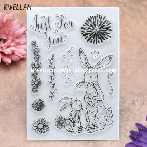 Just For you flowers rabbit Easter Deco Scrapbook DIY photo cards rubber stamp clear stamp transparent stamp 10x15cm KW7121409