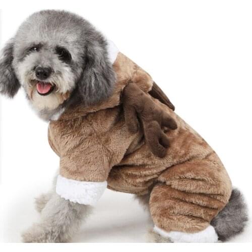 Pet Dog Clothes Winter Double Thick Coat Transformation Red Deer одежда для собак Keep Warm Pet Clothes одежда доя собак ropa