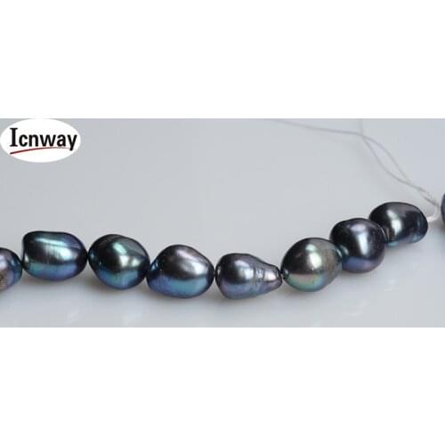 Natural 2strands baroque Freshwater Pearl black 9-10mm 15inches DIY necklace bracelet earring FreeShipping Wholesale
