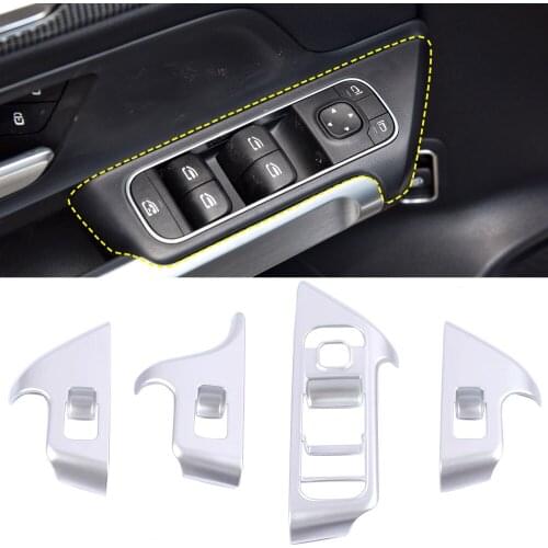 Fit for Mercedes-Benz GLB-Class X247 2019 2020 Car Accessories ABS Door Armrest Window Lift Switch Cover Trim 4pcs Left Hand
