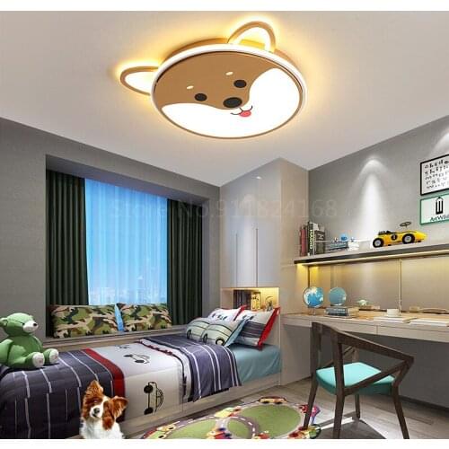 Black Cartoon dog Modern led Chandeliers ceiling For Childrens room girl boy Bedroom plafon led Chandelier Lamp light fixtures