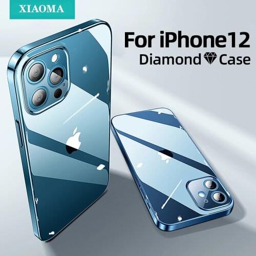 Clear Case For iPhone 12 11 Pro Max Back PC+TPU Shockproof Full Lens Protection Cover For iPhone 12mini Transparent Case