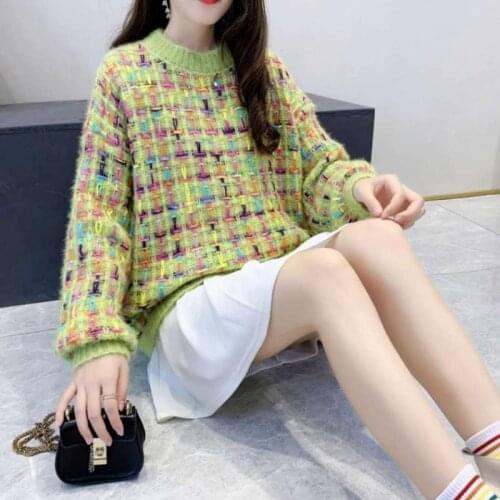 Korobov 2021 Autumn Winter Colorful Sweaters Korean Sweet O Neck Long Sleeve Japanese Pullovers Vintage Oversize Sweater