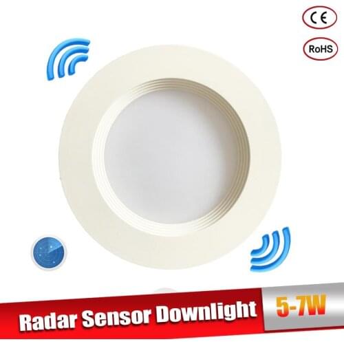 Radar Motion Sensor LED Downlight 5W 7W Round Recessed Led Bulb 110/220V Radar Sensor Light for Indoor Aisle Corridor Verandah