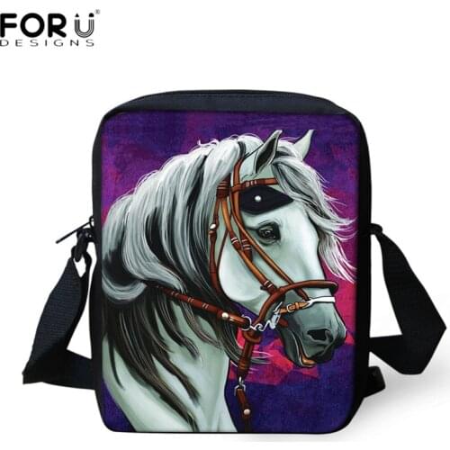 FORUDESIGNS Animal Messenger Bags for Girls Boys Horse 3D Print Mini Crossbody Bag Fashion Women Casual Shoulder Bag Bolsa