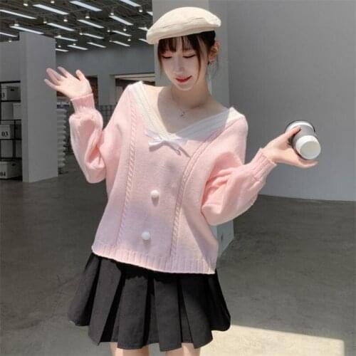 Sweater Pullover Sweaters V-neck Knitting sweater Short Coat New product Women Sweater Candy color coat sweater