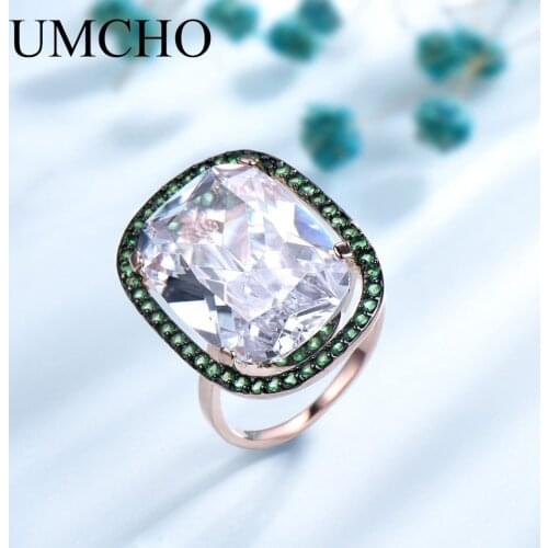UMCHO 925 Sterling Silver Rose Ring Nautral Design Create Cubic Zircon Friends Party Rings Birthday Party Gift Fine Jewelry