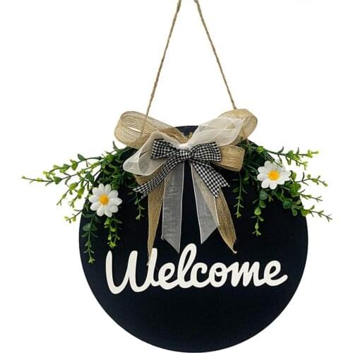 Welcome Sign Garland Wood Board Pendant Easter Decoration Home Door Wall Hanging Pendant