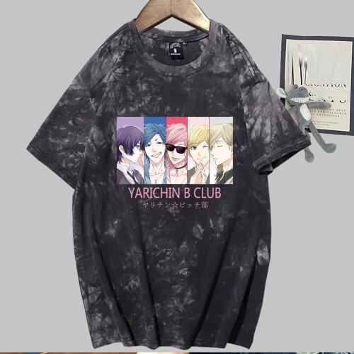 Funny Yarichin B Club Print T-Shirt Harajuku Anime Hip Hop Tops Tees
