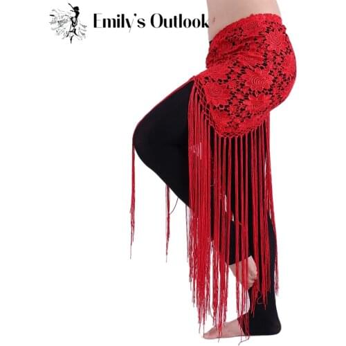 Rose Flowers Long Fringe Hand Crochet Triangle Belt Belly Dance Hip Scarf Lace Wrap Skirt Red Pink White Beige Blue Black