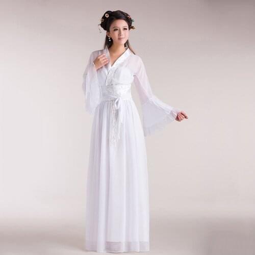 Femme adulte ethnique classique danse Costumes Style chinois élégant blanc/rouge Costume Performance Hanfu vêtements pour les