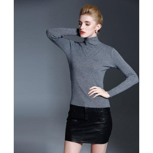 Woman Winnter Sweater Turtleneck Collar Pullover Knitting Cashmere Elastic Sweater Top Slim Shirt Multicolors Sweaters Knitwear