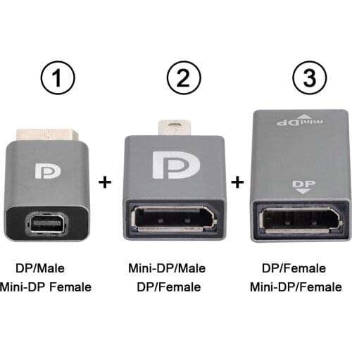 ZIHAN 3pcs/set Mini DisplayPort 1.2 4K 60hz to DP Adapter Male Female Ultra-HD UHD for Video PC Laptop TV
