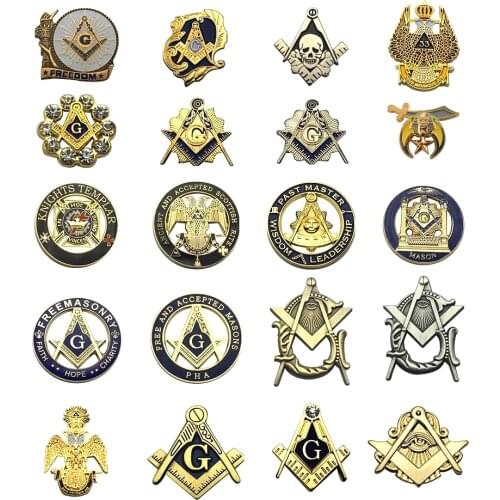Multi Masonic Lapel Pins Free and Accepted Mason Knight templar Compass and Sqaure Brooch Gifts Badges With Butterfly Clutch