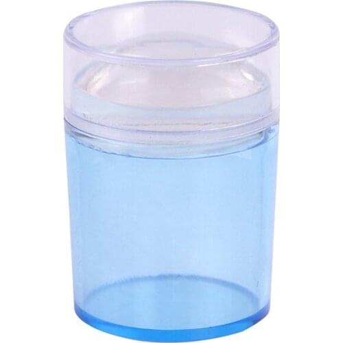 1 Set Clear Jelly Silicone Nail Art Stamper Scraper with Cap Blue Red Purple Nail Stamp Stamping Tool