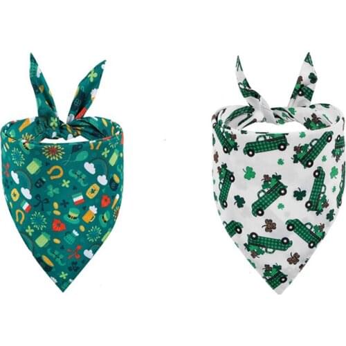 10 Pcs St. Patricks Day Double-sided Dog Bandana Triangle Bibs Pet Scarf Irish Festival Decoration Pet Supplies Wholesale X2