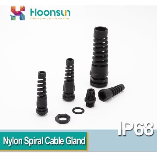 5pcs IP68 Waterproof PG13.5 Cable Gland Connector Plastic Flex Spiral Strain Relief Protector For 5-9mm 6-12mm Cable