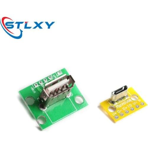 5PCS Vertical USB MiCroUSB Micro USB 2.0 Female Head A Connector 2.54mm PCB Converter Adapter Breakout Board 180 Degree Vertical