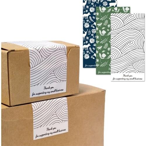 50Pcs Leaves Thank You for Supporting Small Business Stickers Flower Rectangular Label Package Sticker for Shipping, Gift Box