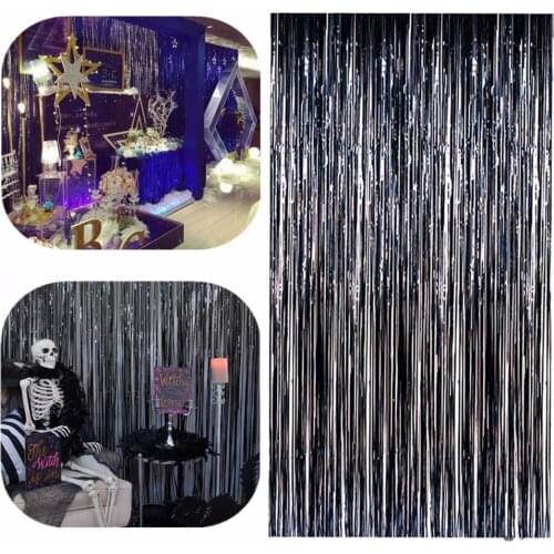 91 x 243cm Party Halloween Fringe Door Curtain Decoration House Props Black Newest 2018