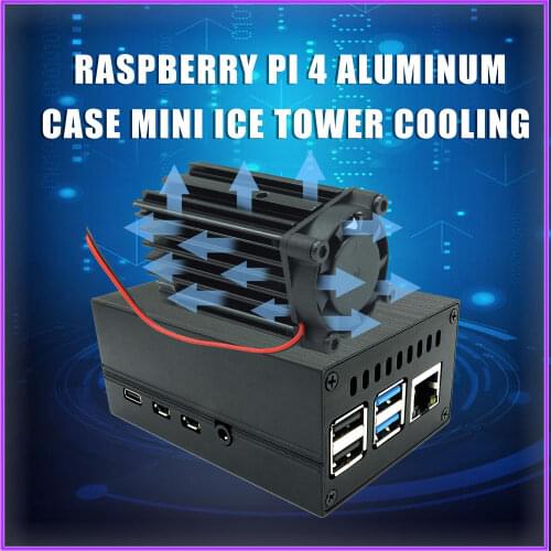 Raspberry Pi 4 Aluminium Case Mini Ice Toren Koelsysteem Met 25Mm Quiet Cooling Fan + Heatsink Kit Voor raspberry Pi 4 Model B