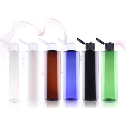 White 250ML X 24 Empty Cosmetic Transparent Plastic Bottles With Flip Cap, Cosmetics Shampoo Liquid Soap Packaging Containers