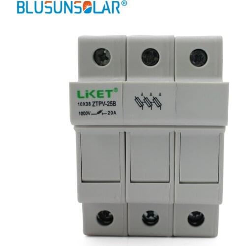 BLUSUNSOLAR 1000V 10 Pcs DC 10x38mm Solar PV Three Fuse Holder DC Fuse Holder for Solar System Protection