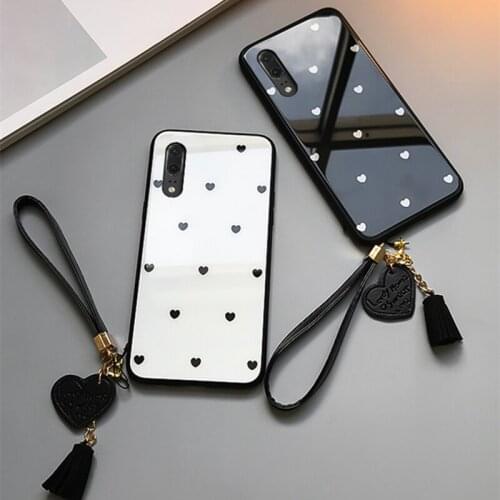 Case & Strap For VIVO S1 Pro iqoo neo z3i z1 NEX phone Case For VIVO NEX S u1 z5x Small Love Heart Glass Hard back Cover