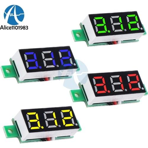 Yellow Blue Green Red 0.28 Inch 0.28'' 3 Bits Wire Mini DC Digital Panel Voltmeter Panel Mount LED Voltage Meter Tester
