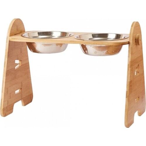 Double Dog Bowl Adjustable Heights Pet Cat Food Feeding Dish Bowls Silicone Non-Slip Mat Small Medium Big Dogs Water Feeder Bowl