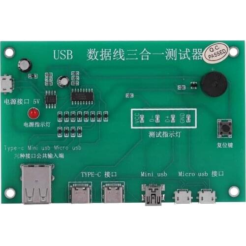 Hot 3 in 1 USB Cable Triad Tester Charging Cable Test Card Tpye-C Mini USB MiniUSB PCB Board Data Wire Test Fixture