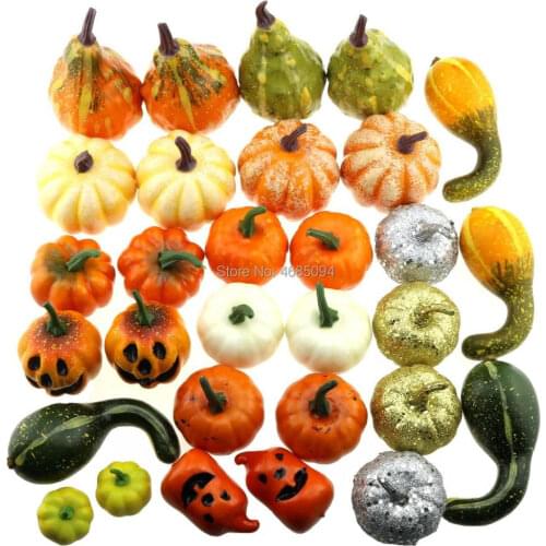 Gresorth 30pcs MINI Fake Pumpkins Decoration Artificial Vegetable Kitchen Halloween Play Food Display