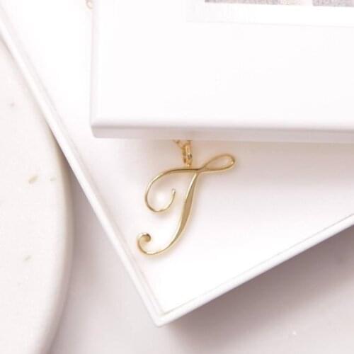 Dainty Cursive T Letter Necklace Jewelry Initials Text Character T Charm Choker Name Letter T Necklace for Wedding Gifts