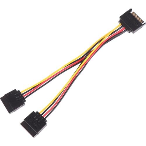 15Pin SATA Male To 2 Female 15Pin Power HDD Splitter Power Cable