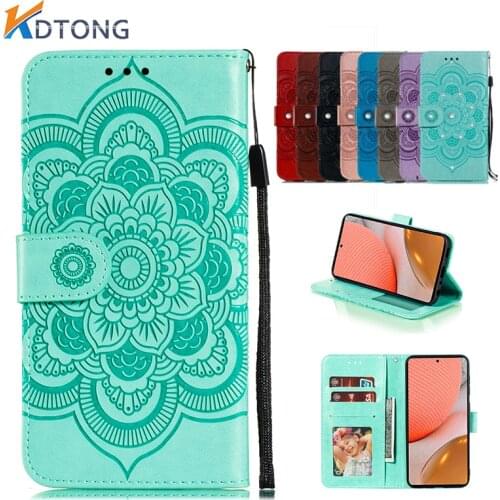 Flower Embossed Leather Case For Samsung Galaxy A22 A21 A20 A12 A11 A10 A9 A8 A7 A6 A5 A2 A02 A01 S E Core Star Lite Pro Cover