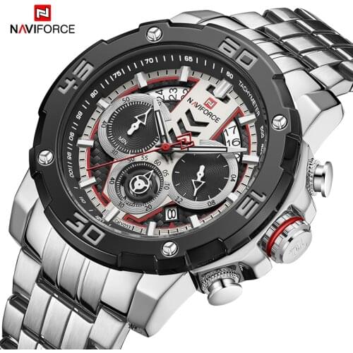 Best Selling Mens Quartz Watches NAVIFORCE Casual Fashion Sport Chronograph With 3 Small Dials Luminous 3ATM Male Date Clock