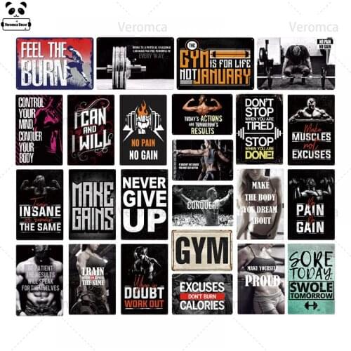 Gym Metal Sign Poster Plaque Metal Work Out Wall Decor For Man Cave Gym Tin Sign Decorative Plate