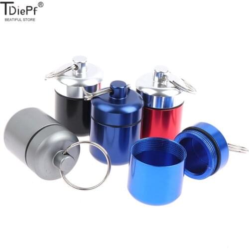 Mini Pillbox Keychain Waterproof Aluminum Alloy Medicine Pill Box Case Bottle Cache Drug Holder Container Container For Medicine