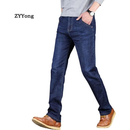 Men Basic Style Casual Jeans Summer Thin Elastic Comfortable Jean pants Hot Sale Original Straight Leg Color Men Denim Trousers