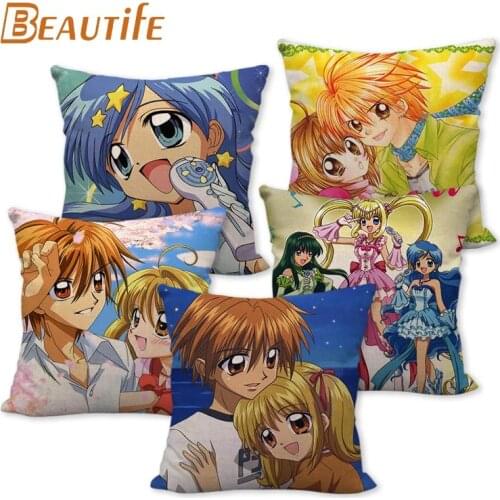 Custom Mermaid Melody Pichi Pichi Pitch Anime Pillowcase 45X45cm Wedding Decorative Eco-Friendly Cotton Linen Fabric Pillow Case