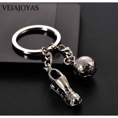 2018 New Creative Football Shoes Buckle Keyring Stainless Steel 3D Football Opener Practical Car Keychain for Soccer Fans Women