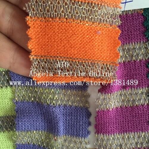 New Soft and stretch Stripes Knit Fabric Wholesale Jacquard Polyester Metallic Cotton Mesh Patchwork Sweater Fabrics