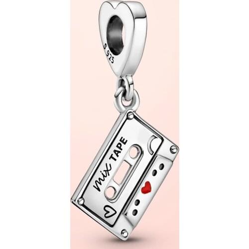 New 925 Sterling Silver Pendant Vintage Cassette fit Original Pandola Bracelet for Women DIY fine Jewelry Gift Free shipping hot