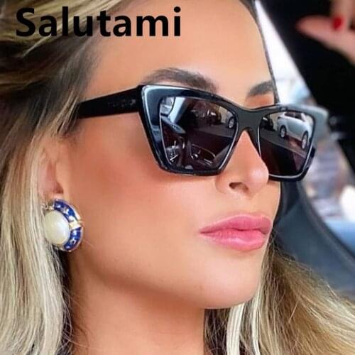 New Luxury Brand Square Cat Eye Sunglasses For Women Vintage Black White Gradient Elegant Sun Glasses Men Ins Hot Eyewear Uv400