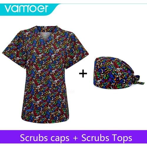 Wholesale fashion nursing ladies cotton breathable scrub uniform uniform shirt laboratory pet shop work uniform Scrubs Tops