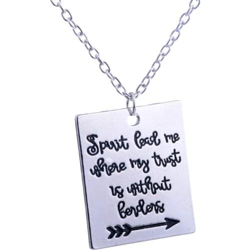 24PC Wholesale Inspirational Necklace Spirit Lead Me Where My Trust Is Without Border Arrow Pendant Necklace Chain Women Men New