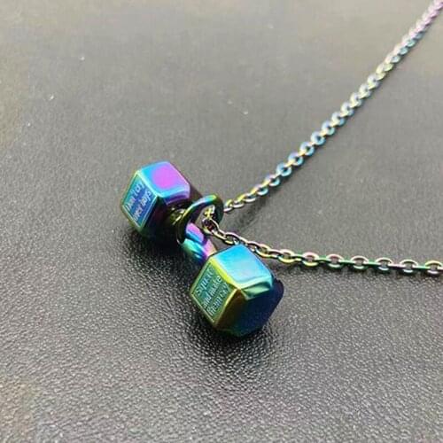Dumbbell necklace men Stainless Steel Fitness Multicolor Pendant Chain Necklace Gifts male Accessories Sports necklace jewelry