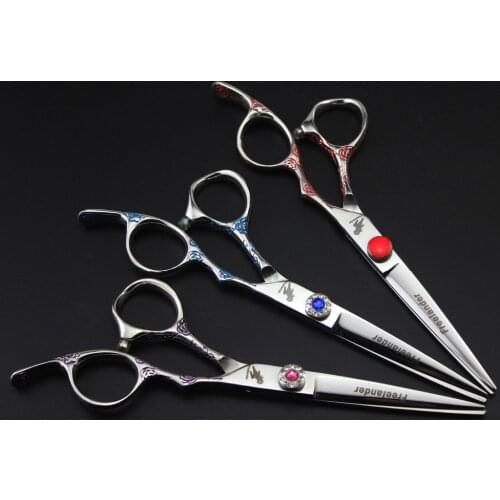 "6.0 Inch Color Plum Blossom Handle Hairdressing Scissors Durable Fashion Styling Scissors Flat Scissors Stainless Steel Type"